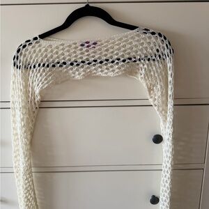 Edikted Cream Open-Knit Shrug